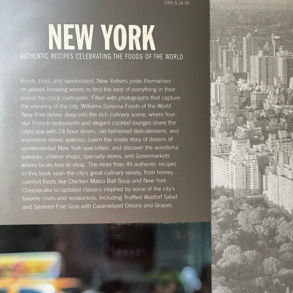 Williams Sonoma New York Cookbook - hard Cover